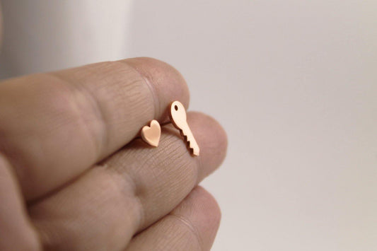 Mismatch Key and Heart Studs - Sweet November Jewelry