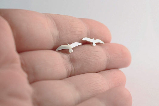 Silver Seagull Studs - Sweet November Jewelry