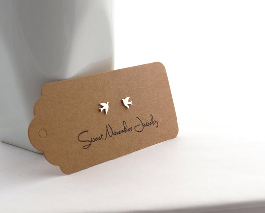 Tiny Silver Swallow Studs - Sweet November Jewelry