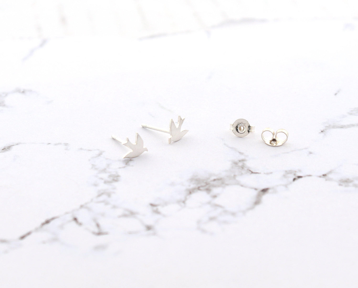 Tiny Silver Swallow Studs - Sweet November Jewelry