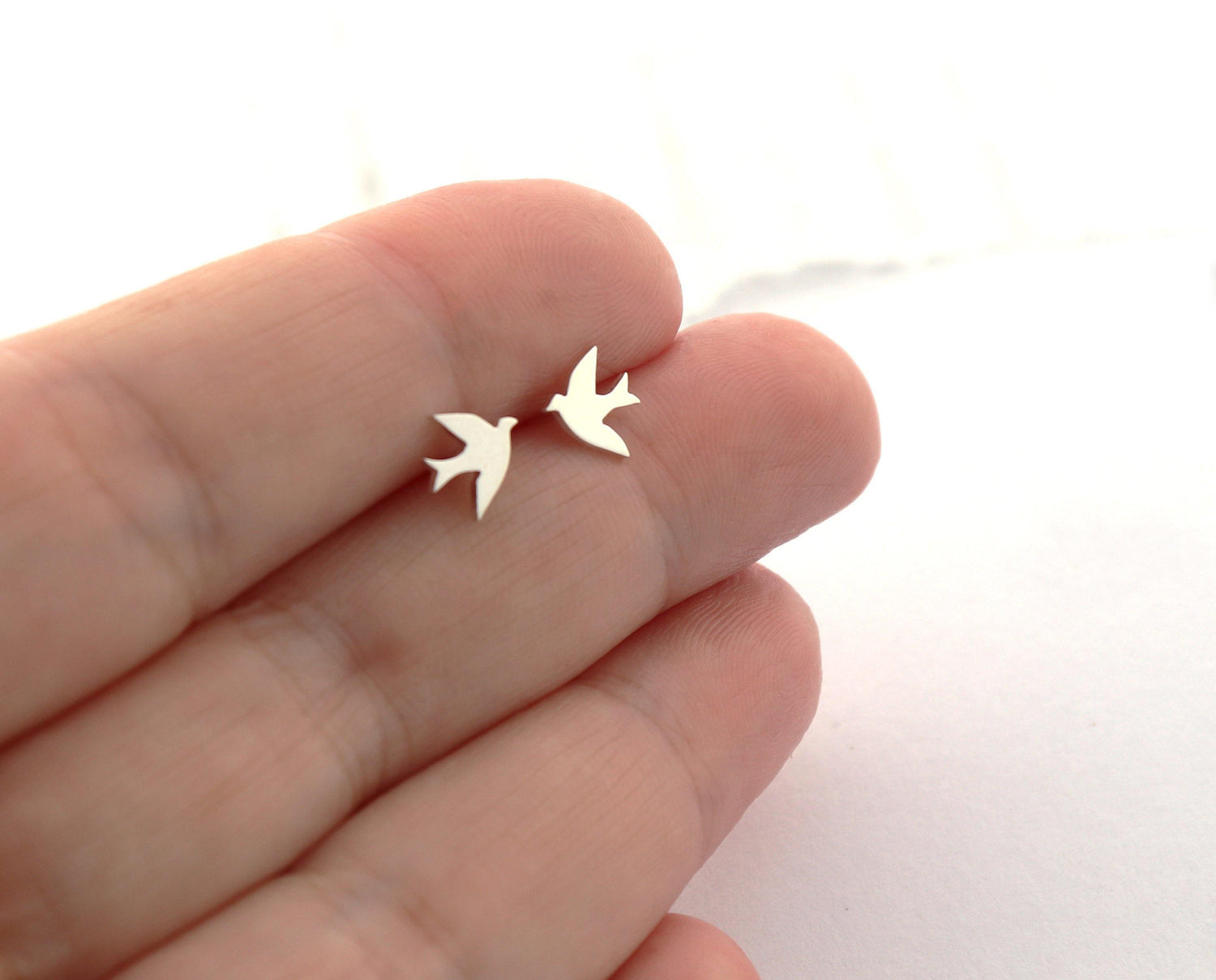 Tiny Silver Swallow Studs - Sweet November Jewelry