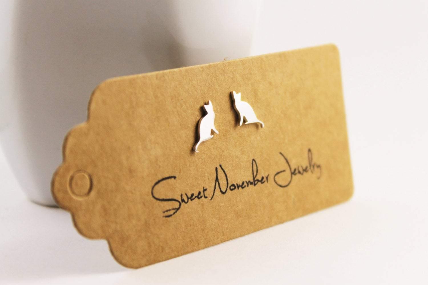 Silver Cat Studs - Sweet November Jewelry