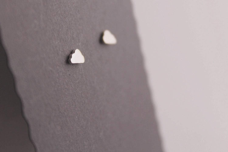 Silver Cloud Studs, Sterling Silver Handmade Cloud Earrings,Dreamy Minimalist Earrings - Sweet November Jewelry