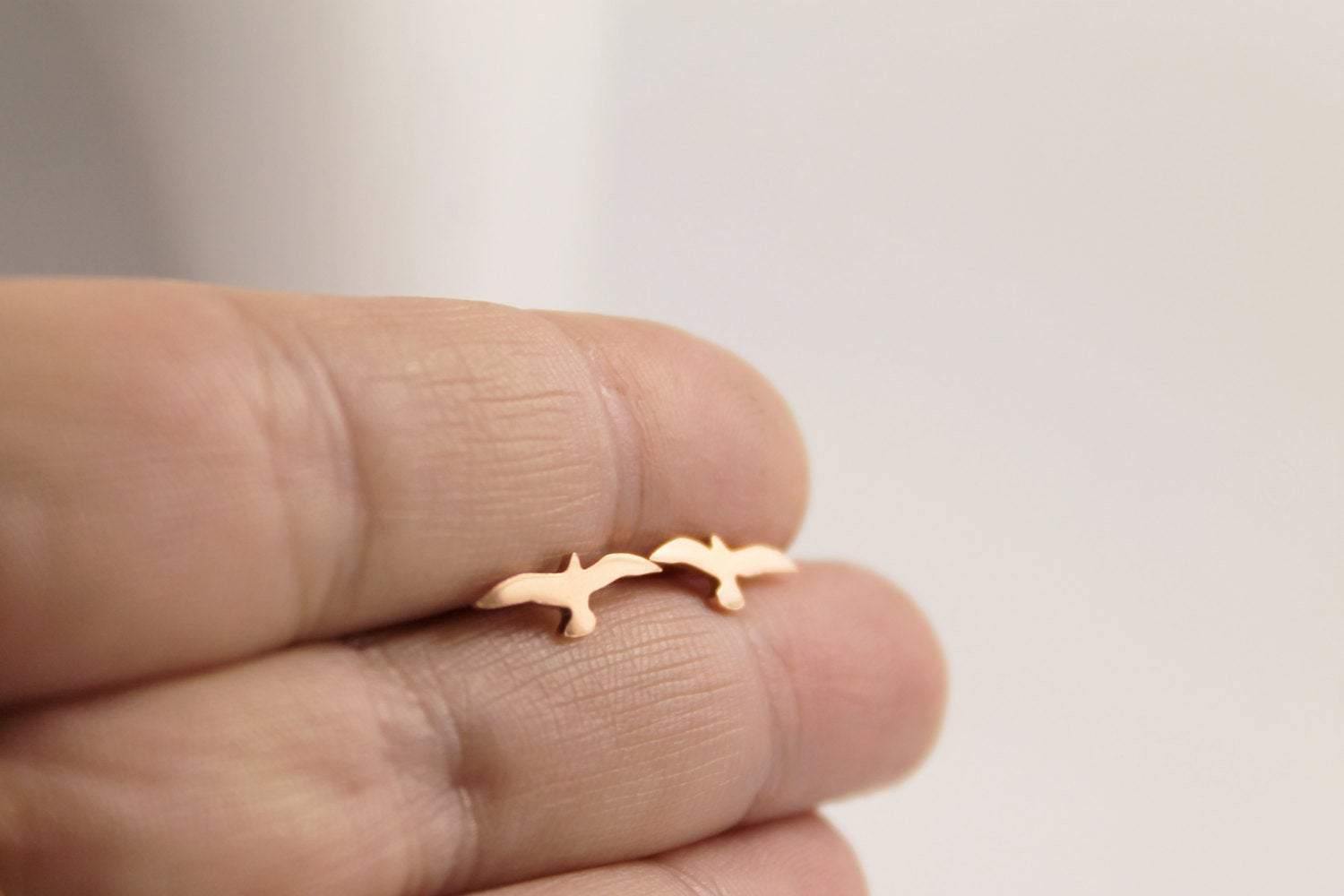 Copper Seagull Studs - Sweet November Jewelry