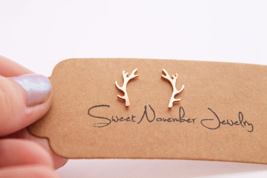Rustic Copper Antler Studs