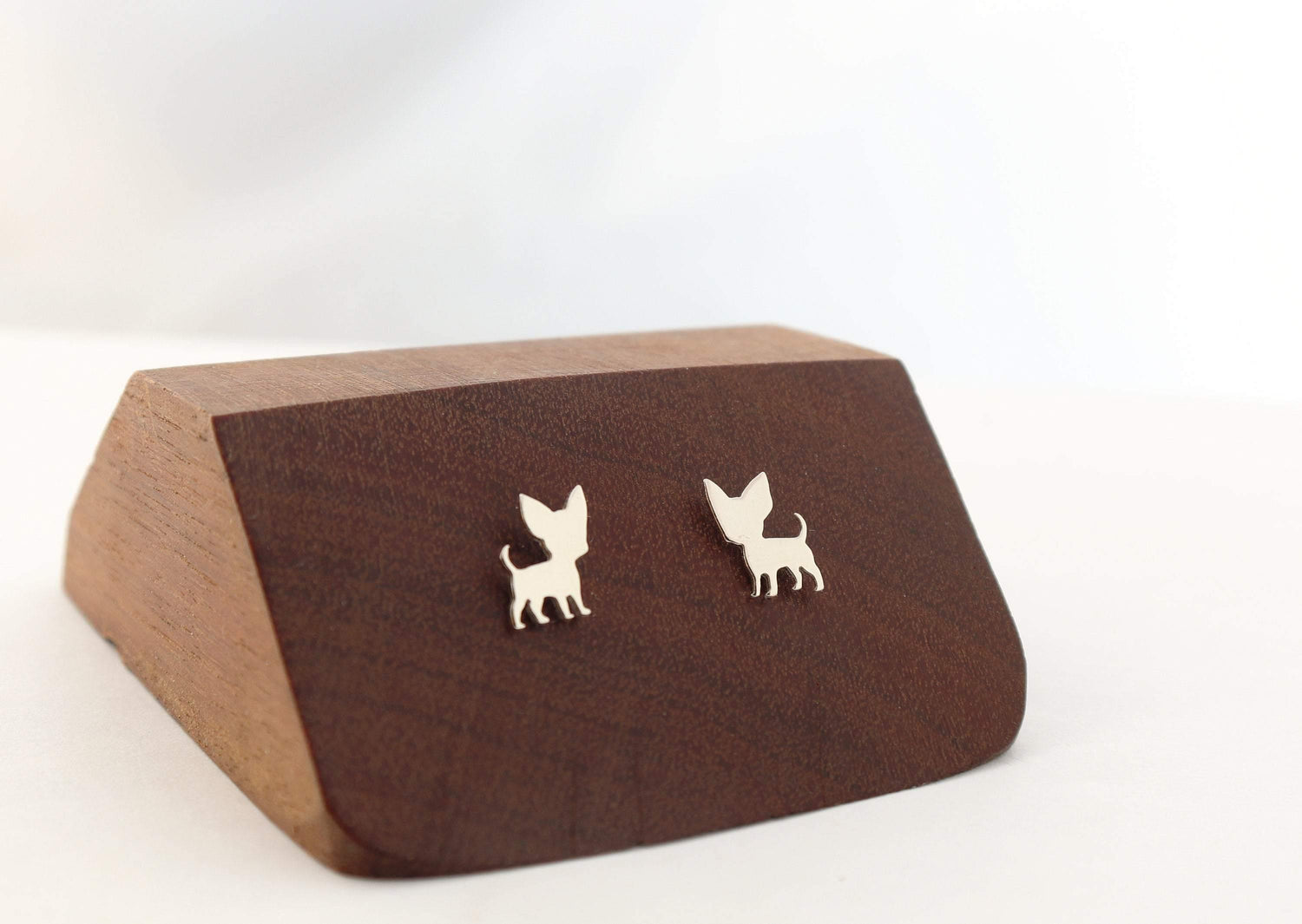 Chihuahua Stud Earrings in Sterling Silver - Sweet November Jewelry