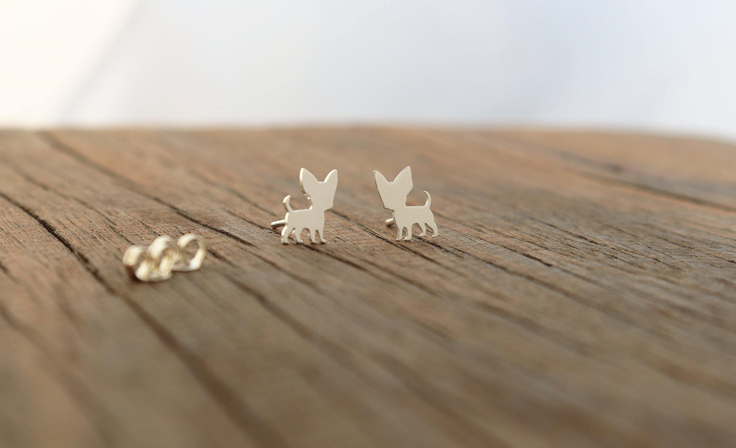 Chihuahua Stud Earrings in Sterling Silver - Sweet November Jewelry