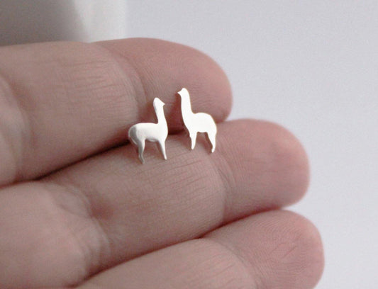 Llama Stud Earring Pair, Handmade from Sterling Silver - Sweet November Jewelry