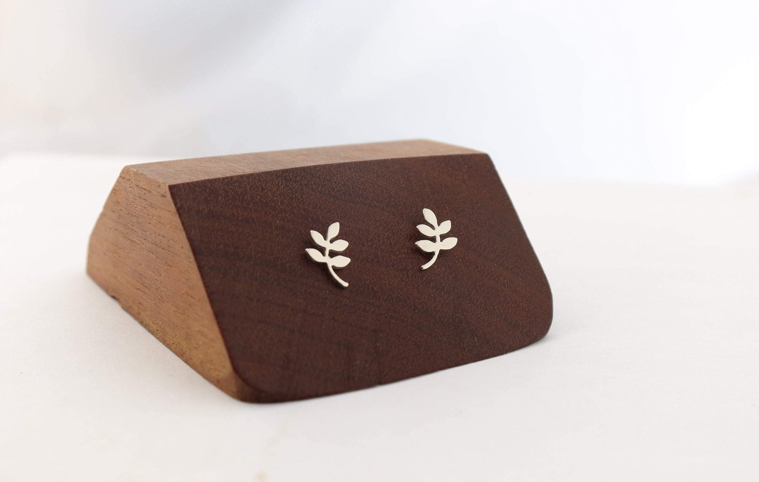 Silver Vine Leaf Stud Earrings - Sweet November Jewelry