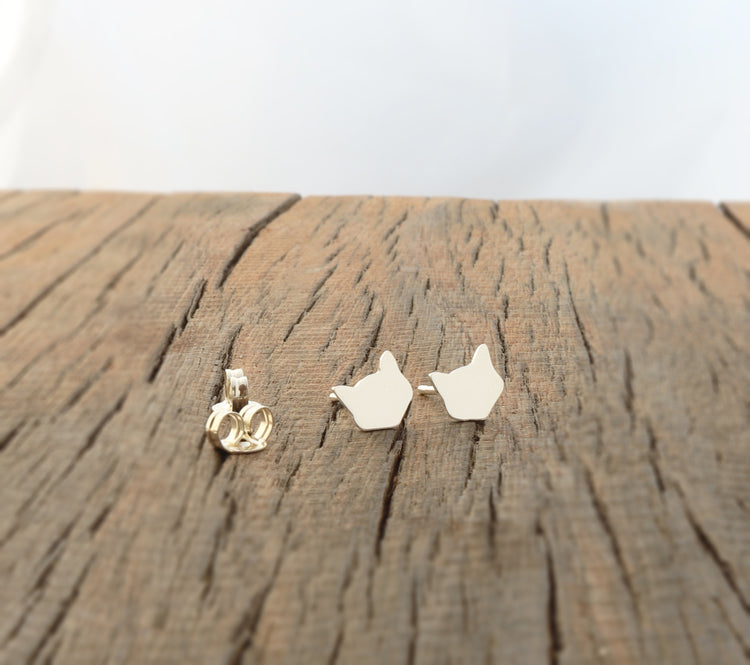 Sweet Cat Face Silver Studs