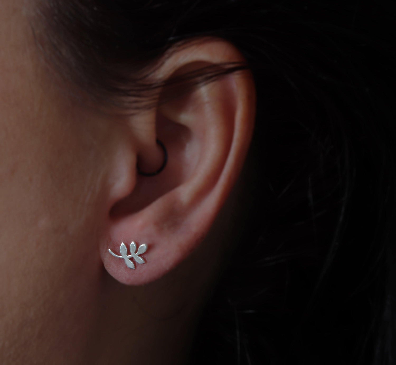 Silver Vine Leaf Stud Earrings - Sweet November Jewelry