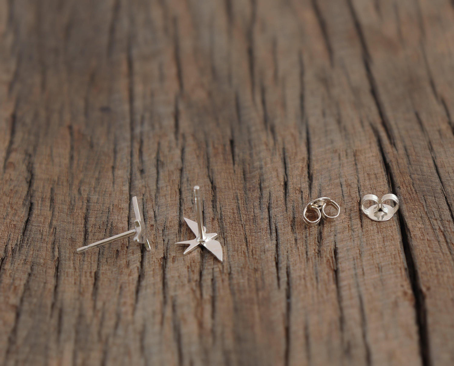 Mismatch Silver Bird Post Earrings - Sweet November Jewelry