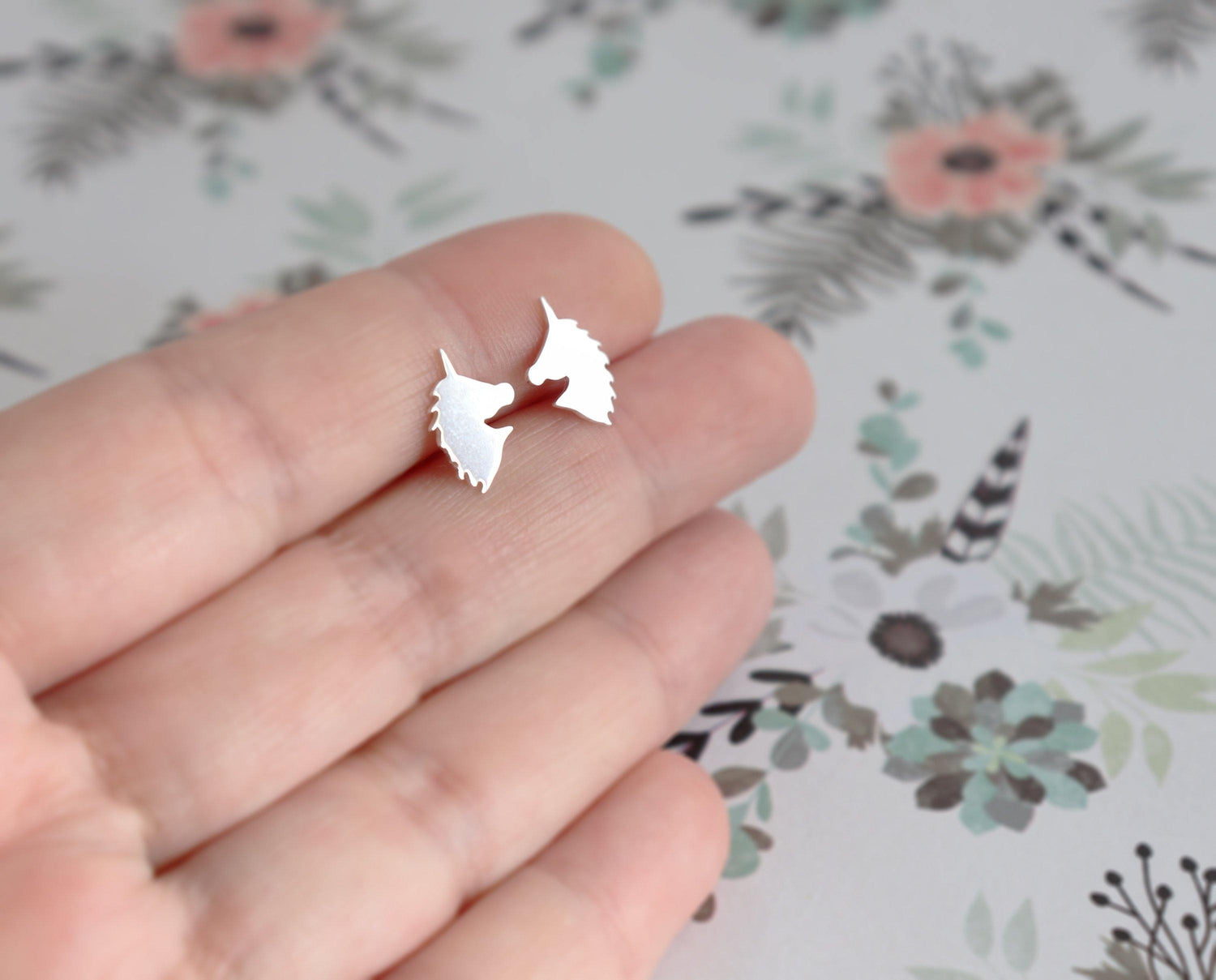 Silver Unicorn Stud Earrings - Sweet November Jewelry