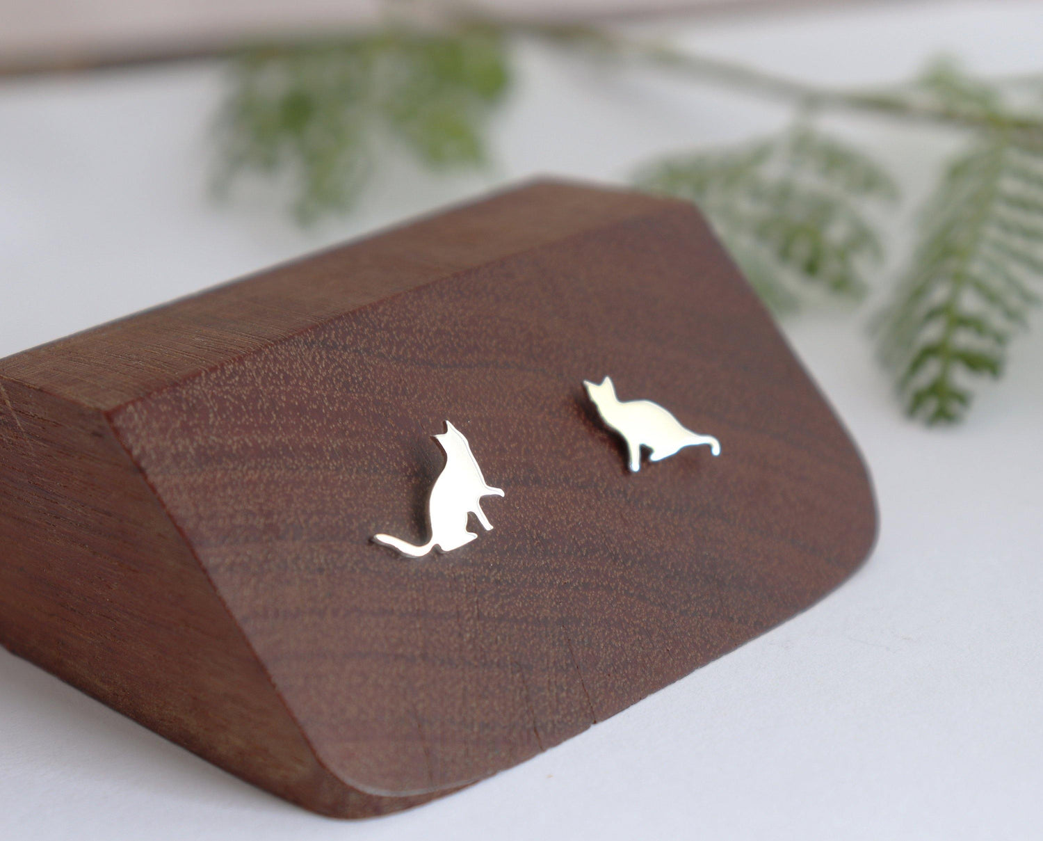 Mismatch Silver Cat Studs - Sweet November Jewelry