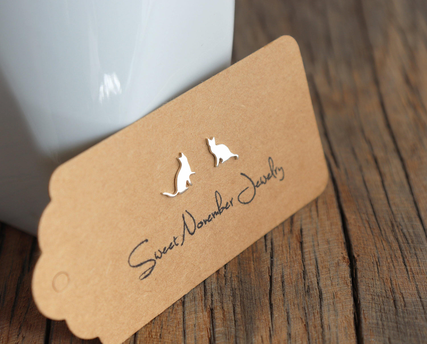 Mismatch Silver Cat Studs - Sweet November Jewelry