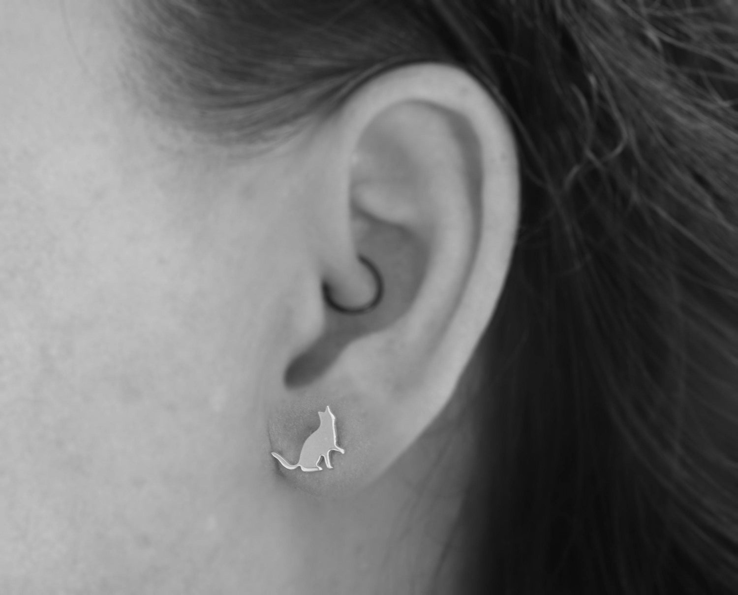 Mismatch Silver Cat Studs - Sweet November Jewelry