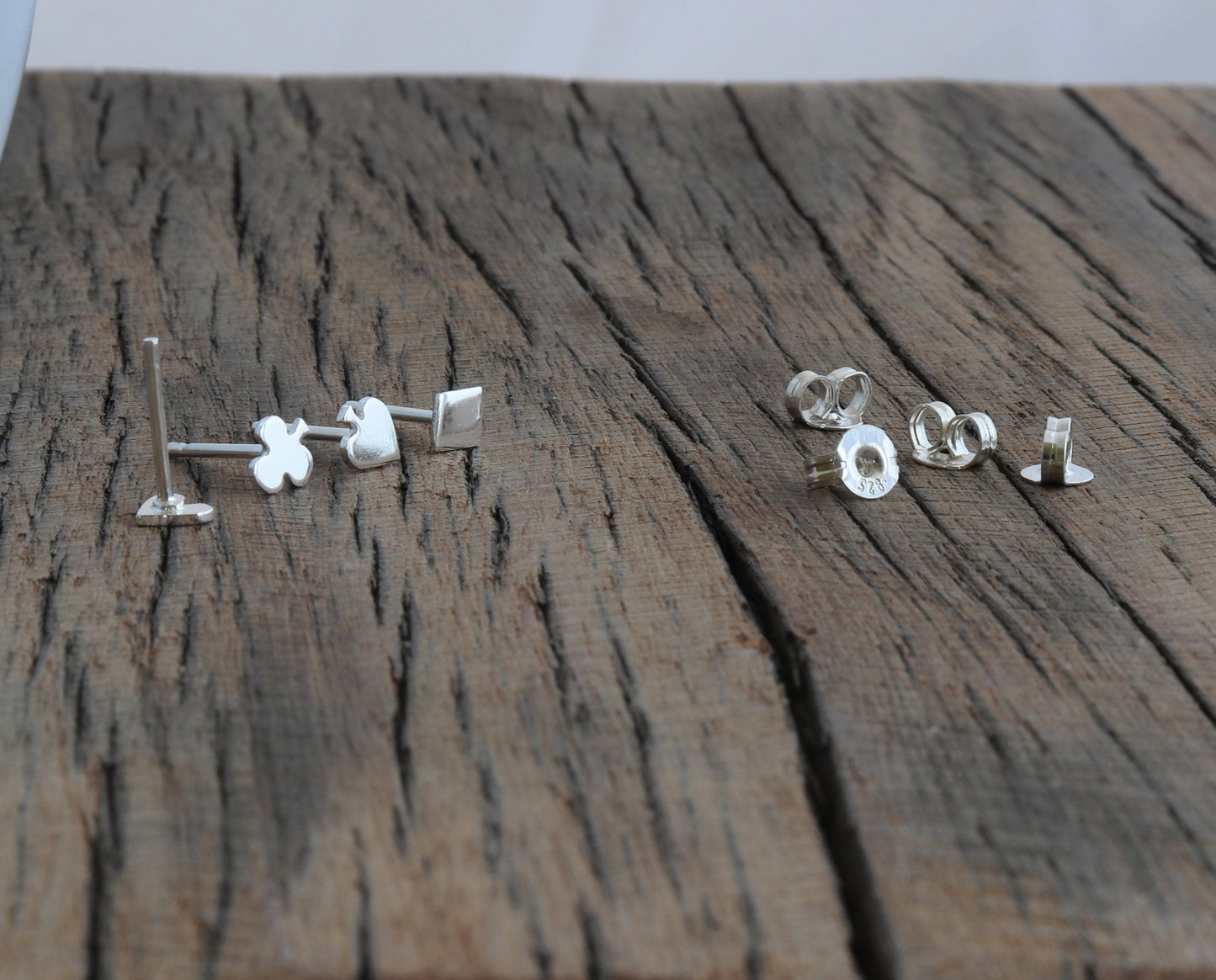 Silver Poker Set Stud Earrings, Set of 4 Studs, Handmade from Sterling Silver