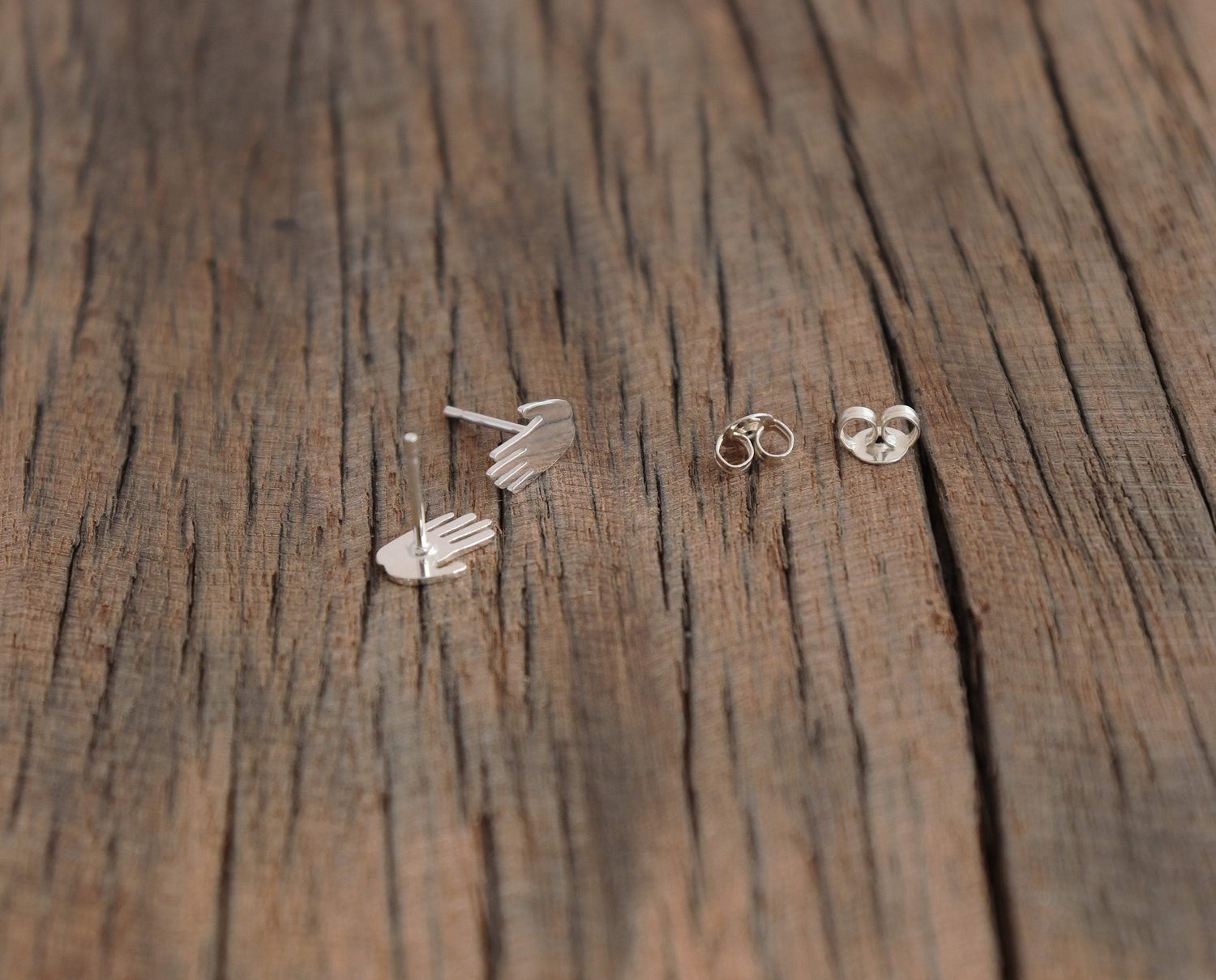 Hand Shaped Studs in Sterling Silver - Sweet November Jewelry