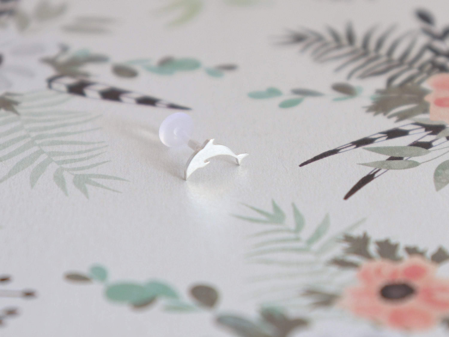 Tiny Dolphin Tragus/Labret/Cartilage Stud in Sterling Silver - Sweet November Jewelry