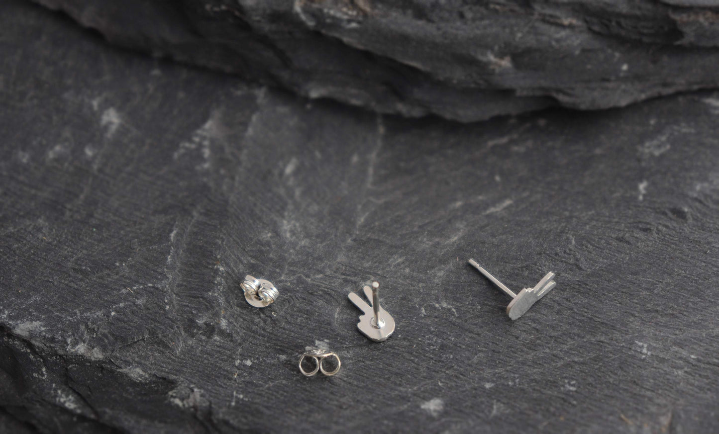 Sterling Silver Peace Sign Hand Studs - Sweet November Jewelry