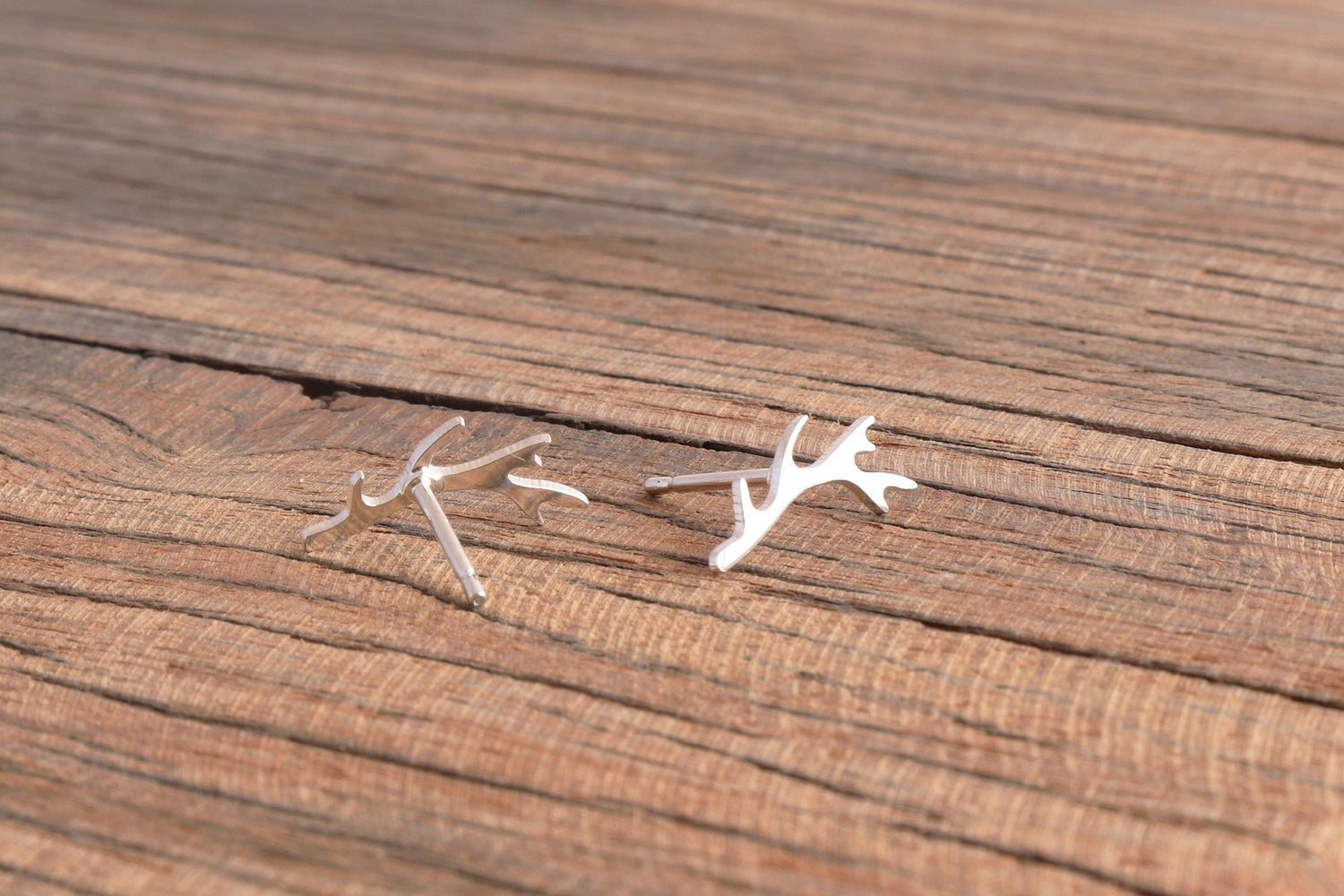Little Silver Antler Studs - Sweet November Jewelry