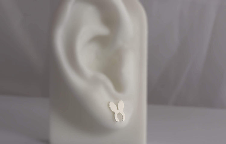Mini Bunny Ear Shaped Studs in Sterling Silver - Sweet November Jewelry