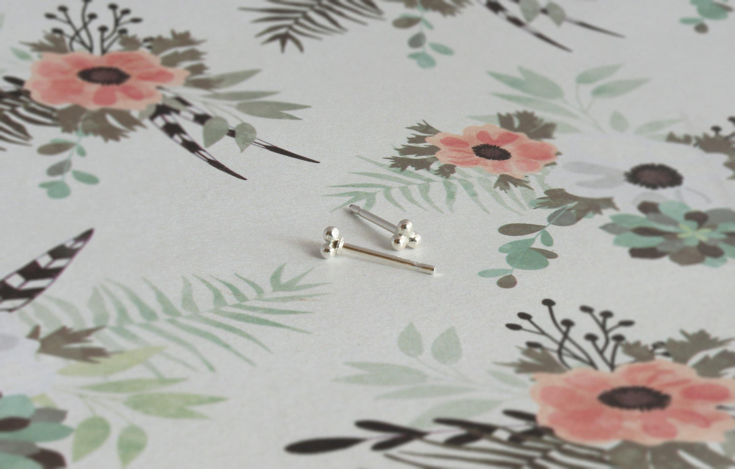 Tiny 3 Ball Studs in Sterling Silver - Sweet November Jewelry