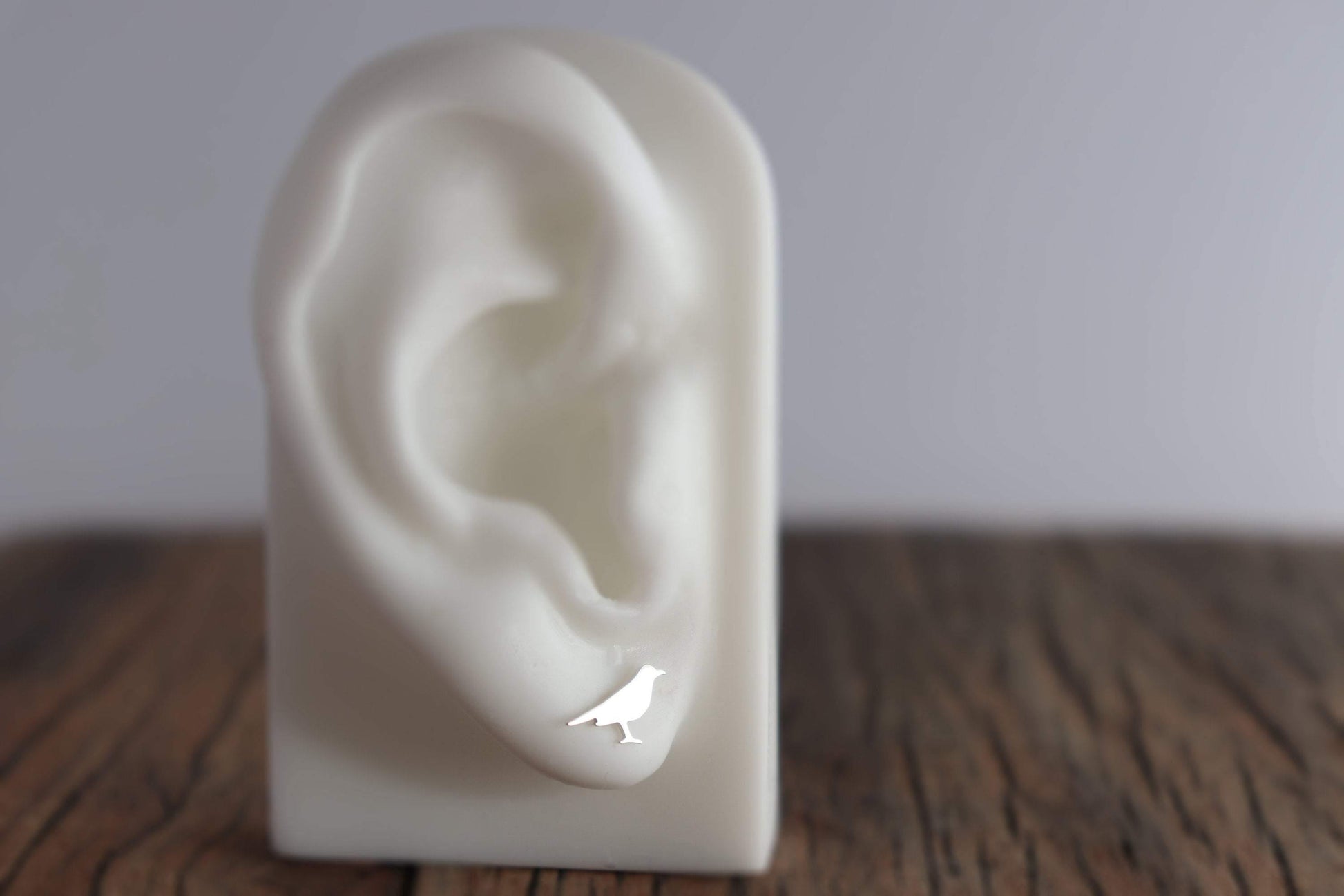Crow Silhouette Stud Earrings in Sterling Silver - Sweet November Jewelry