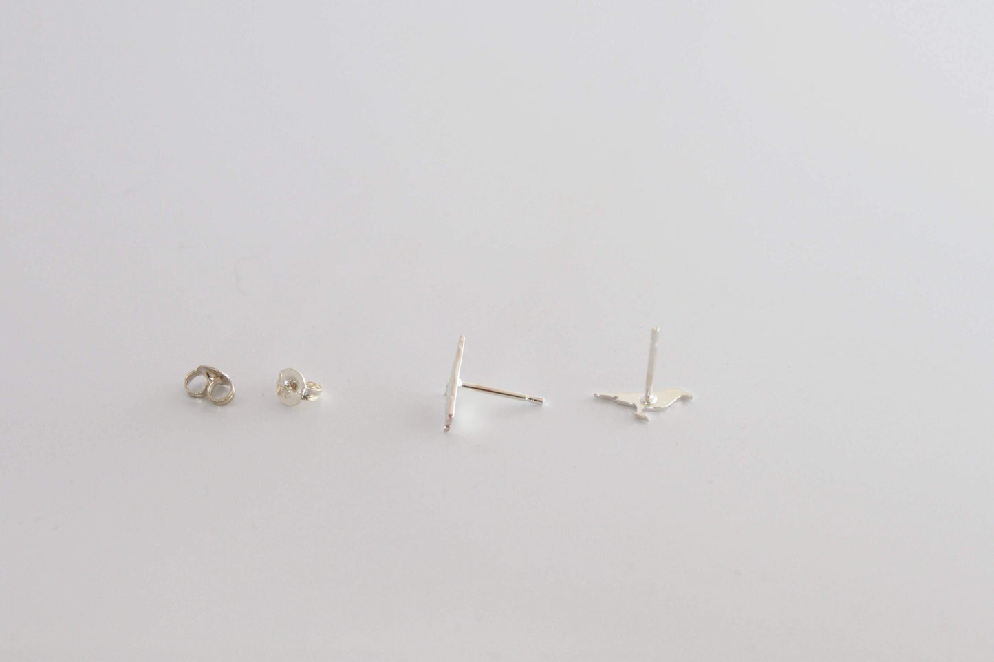 Crow Silhouette Stud Earrings in Sterling Silver - Sweet November Jewelry