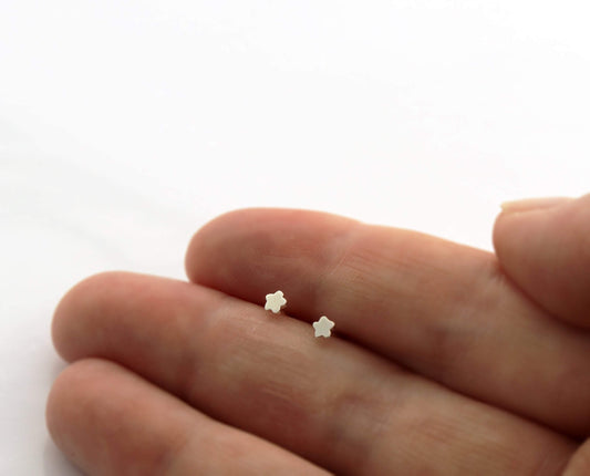 3mm Flower Studs, Pair of Small Floral Earrings Handmade from Sterling Silver - Sweet November Jewelry