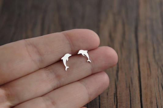 Dolphin Studs in Sterling Silver - Sweet November Jewelry