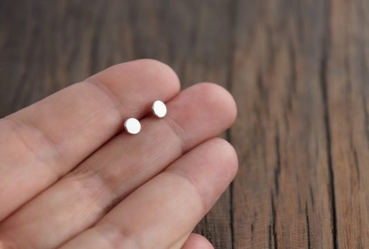 5 mm Small Sterling Silver Disk Earrings, Minimalist Studs, Silver Stud Earrings, Geometric Modern Jewelry, Simple Silver Studs, Handmade - Sweet November Jewelry