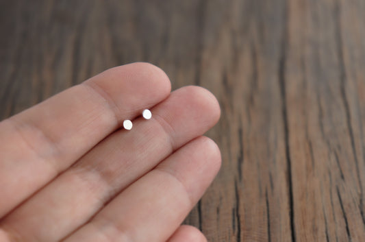 Tiny 3 mm Small Sterling Silver Disk Earrings