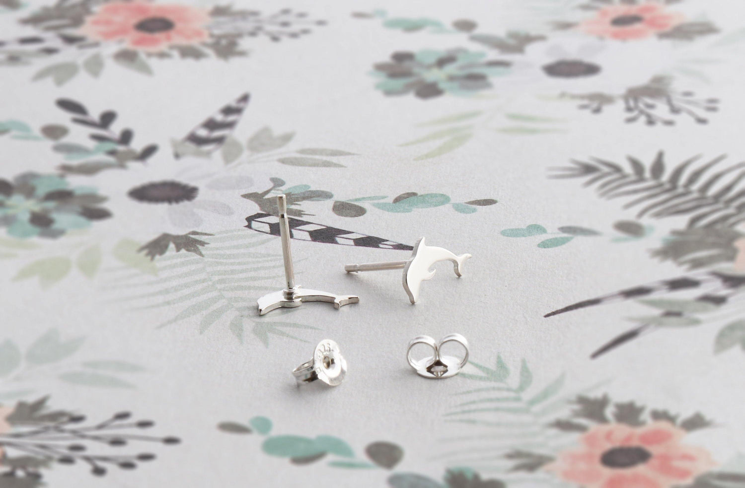 Dolphin Studs in Sterling Silver - Sweet November Jewelry