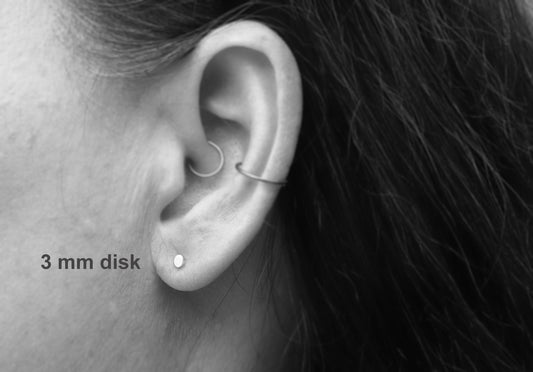 Tiny 3 mm Small Sterling Silver Disk Earrings
