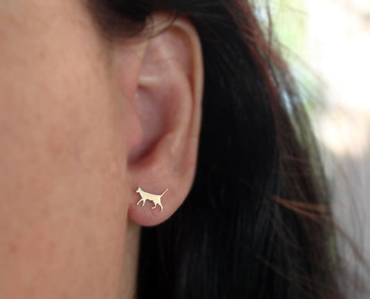 Silver Cat Stud Earrings, Walking Cat Studs - Sweet November Jewelry