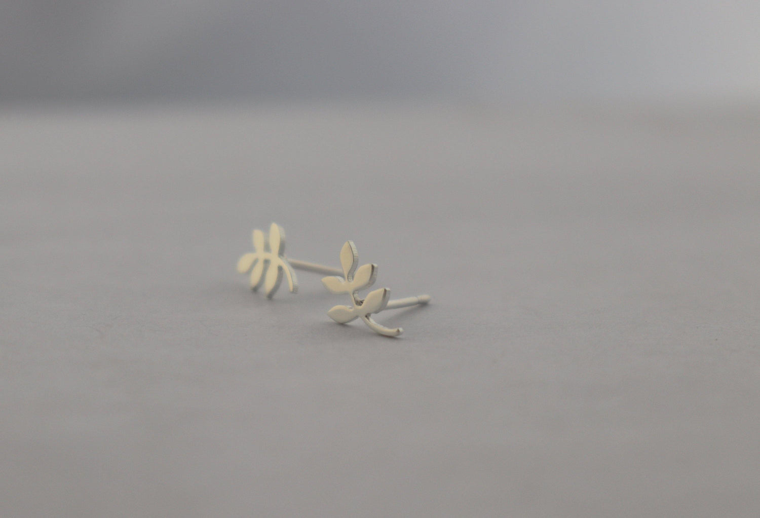 Silver Vine Leaf Stud Earrings - Sweet November Jewelry