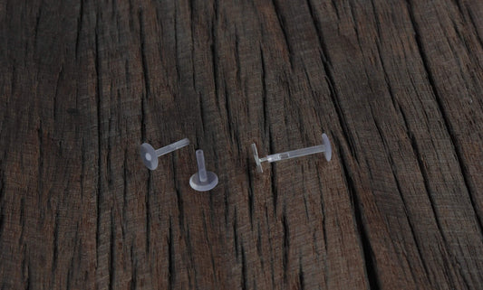 Add On- Extra Tragus Backs, 16 Gauge Bioflex Style Push Fit Tragus/Labret/Monroe/Helix Plastic Fittings, 6 mm 8 mm 10 mm 16 G Clear - Sweet November Jewelry
