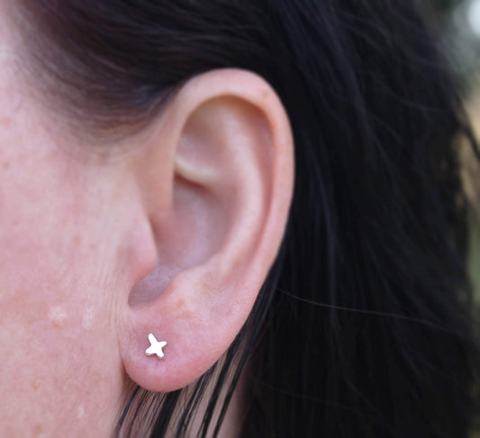 Tiny Abstract Cross Studs - Sweet November Jewelry