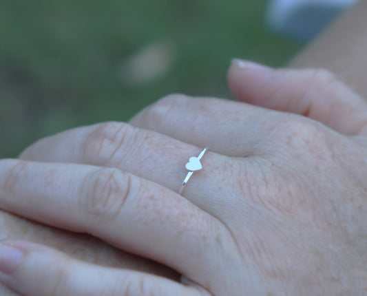 Dainty Heart Ring, Sterling Silver Love Heart Stacking Ring,Silver Heart Ring, Silver Ring, Stacking Ring,Heart Ring, Heart Jewelry, Rings - Sweet November Jewelry