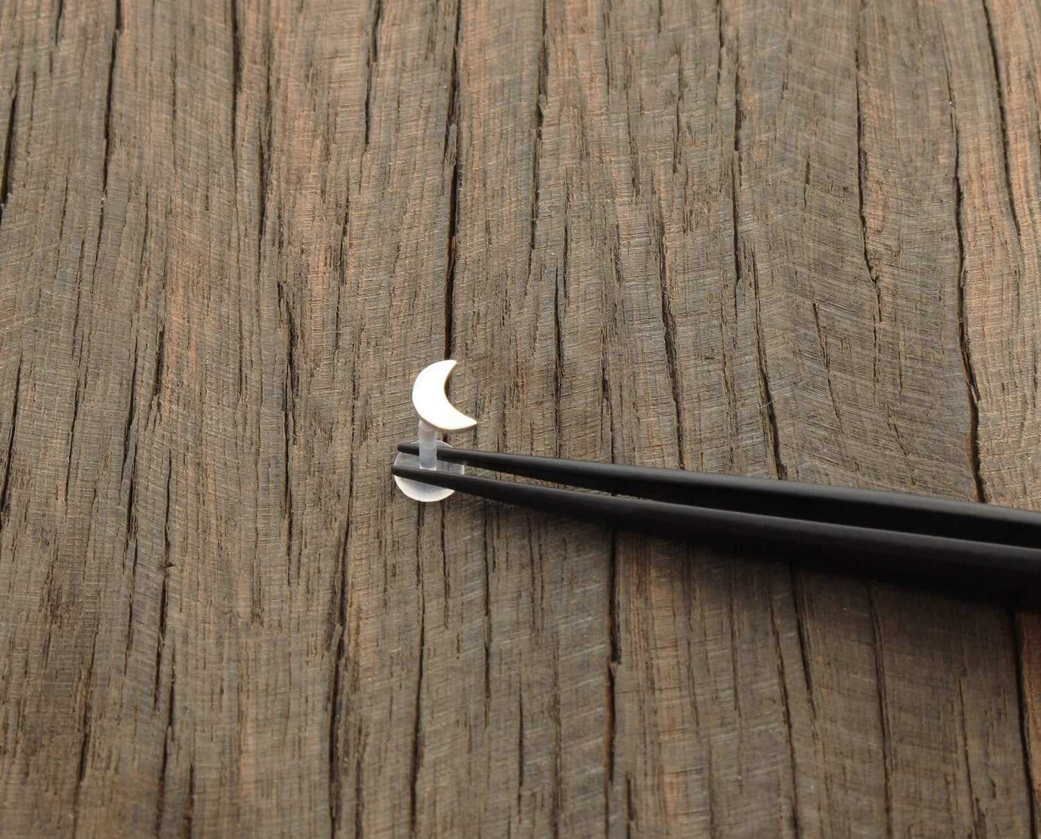 Boho Crescent Moon Tragus Stud, Sterling Silver Labret Earring - Sweet November Jewelry