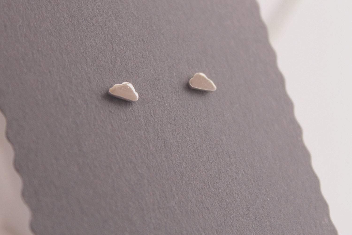 Silver Cloud Studs, Sterling Silver Handmade Cloud Earrings,Dreamy Minimalist Earrings - Sweet November Jewelry