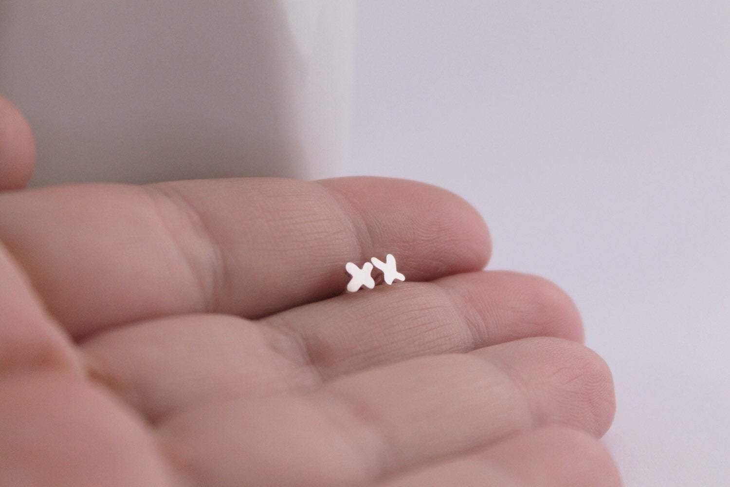 Tiny Abstract Cross Studs - Sweet November Jewelry