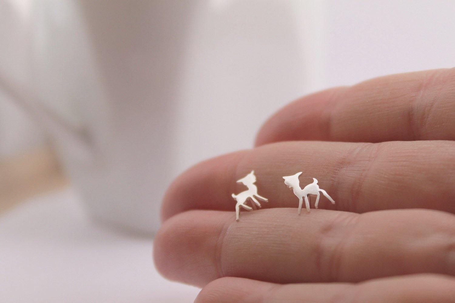 Baby Fawn/ Deer Studs in Sterling Silver - Sweet November Jewelry