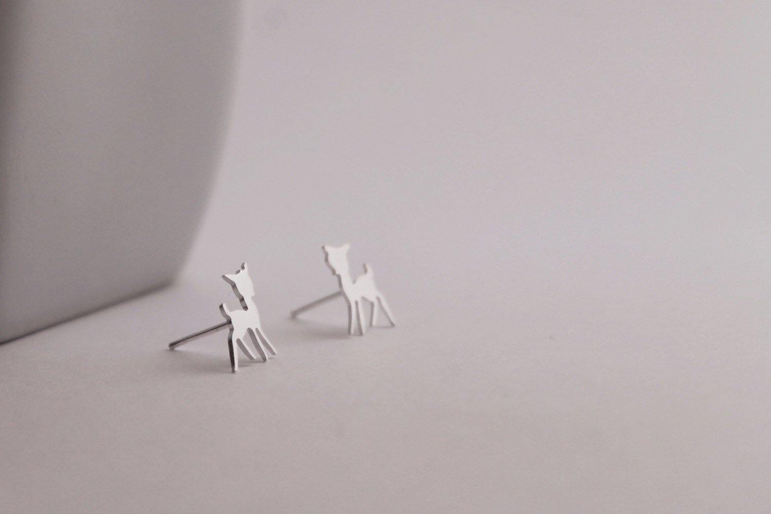 Baby Fawn/ Deer Studs in Sterling Silver - Sweet November Jewelry