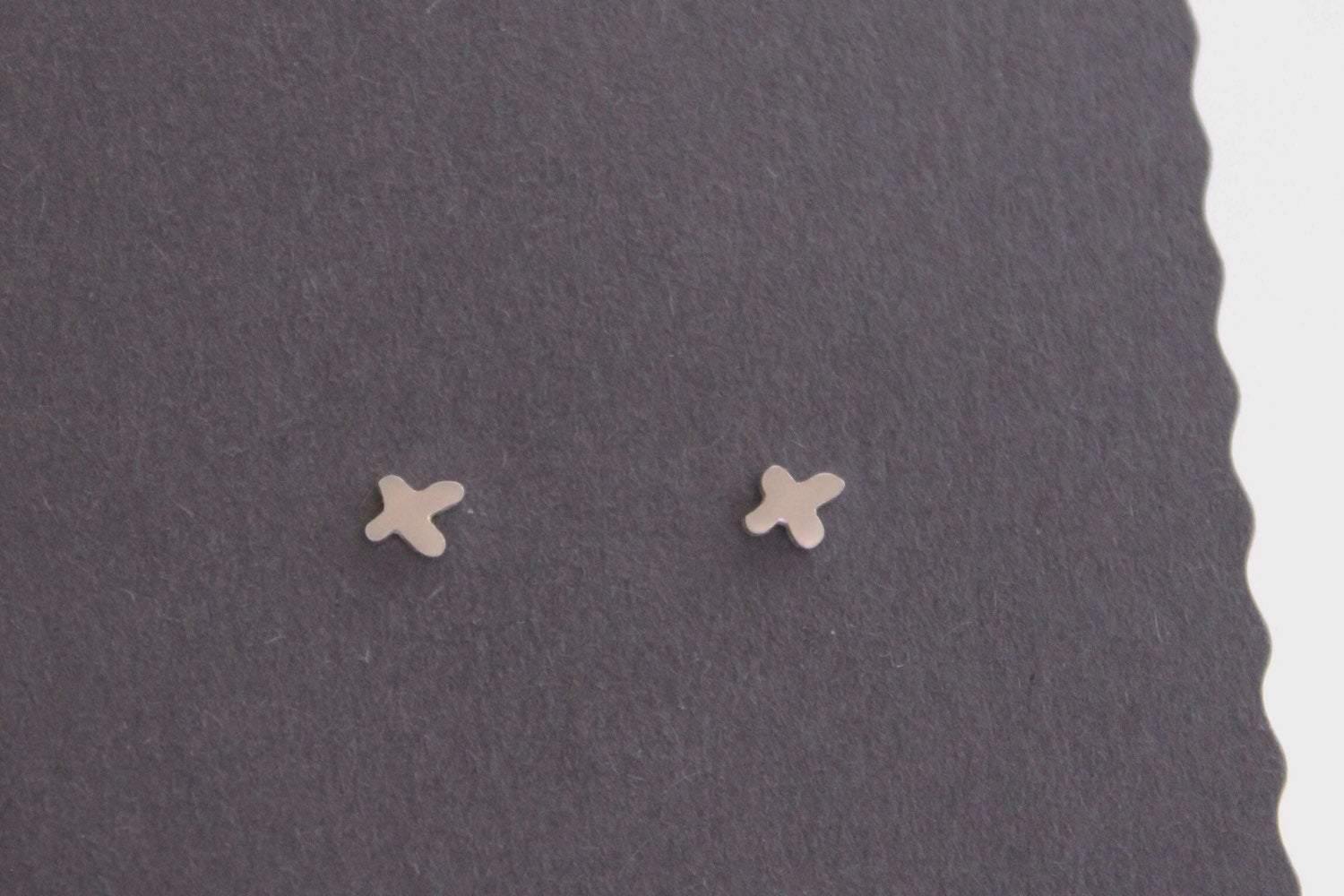Tiny Abstract Cross Studs - Sweet November Jewelry