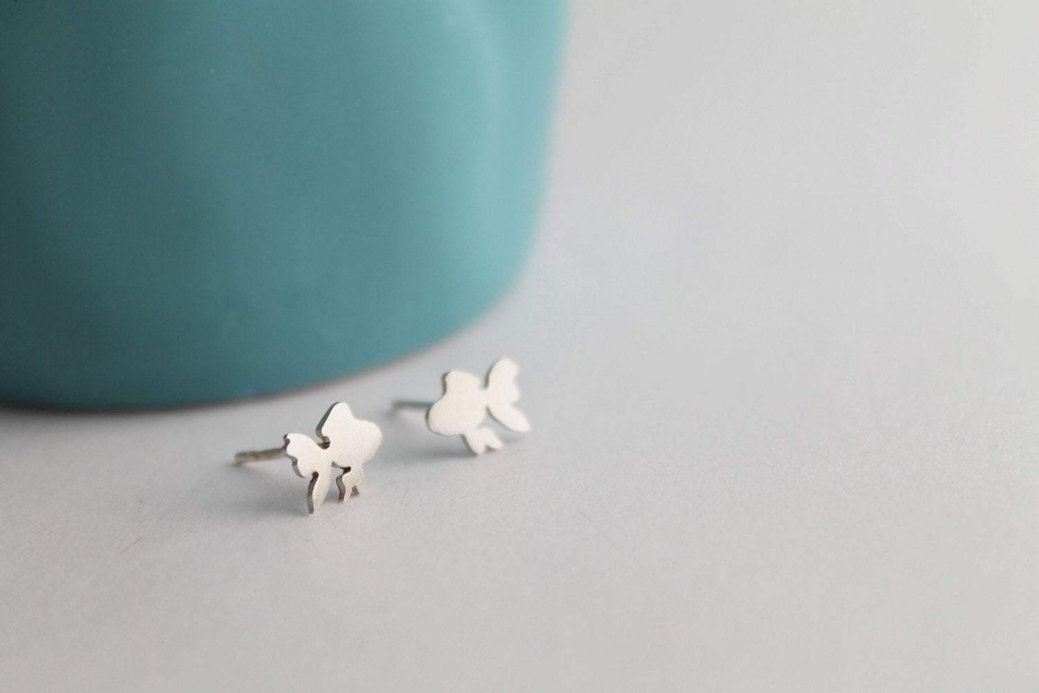 Sterling Silver Goldfish Stud Earrings - Sweet November Jewelry