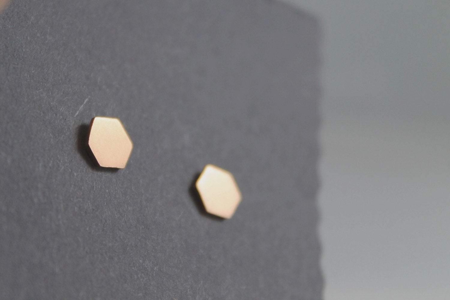 Hexagon Stud Earrings in Copper - Sweet November Jewelry