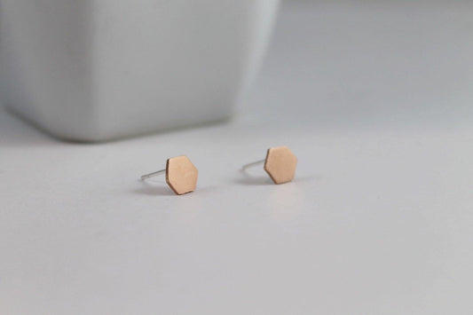 Hexagon Stud Earrings in Copper - Sweet November Jewelry