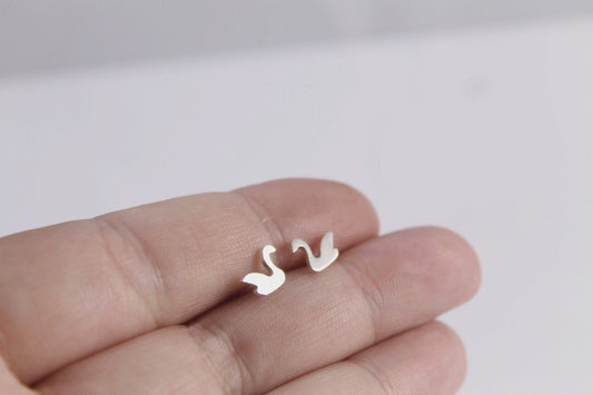 Silver Swan Earrings